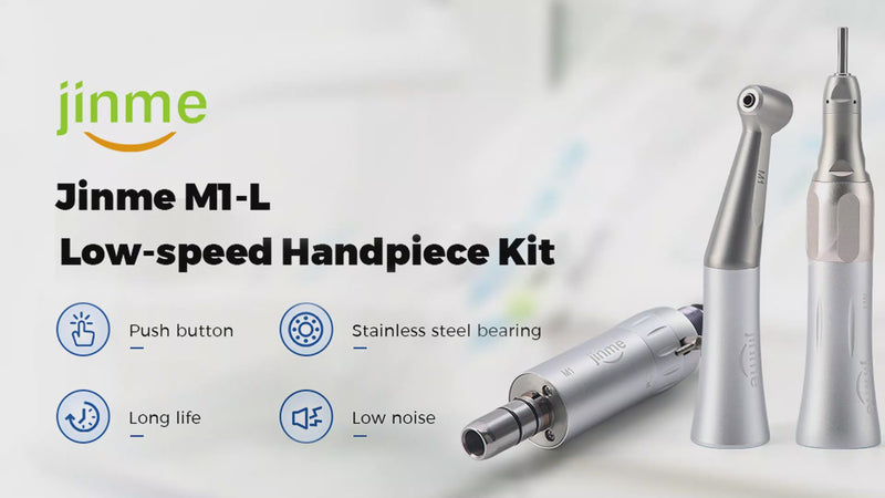 Jinme M1-L Low Speed Handpiece Kit 1:1 External Water Spray 4 Hole Contra Angle Straight Handpiece & Air Motor - azdentall.com