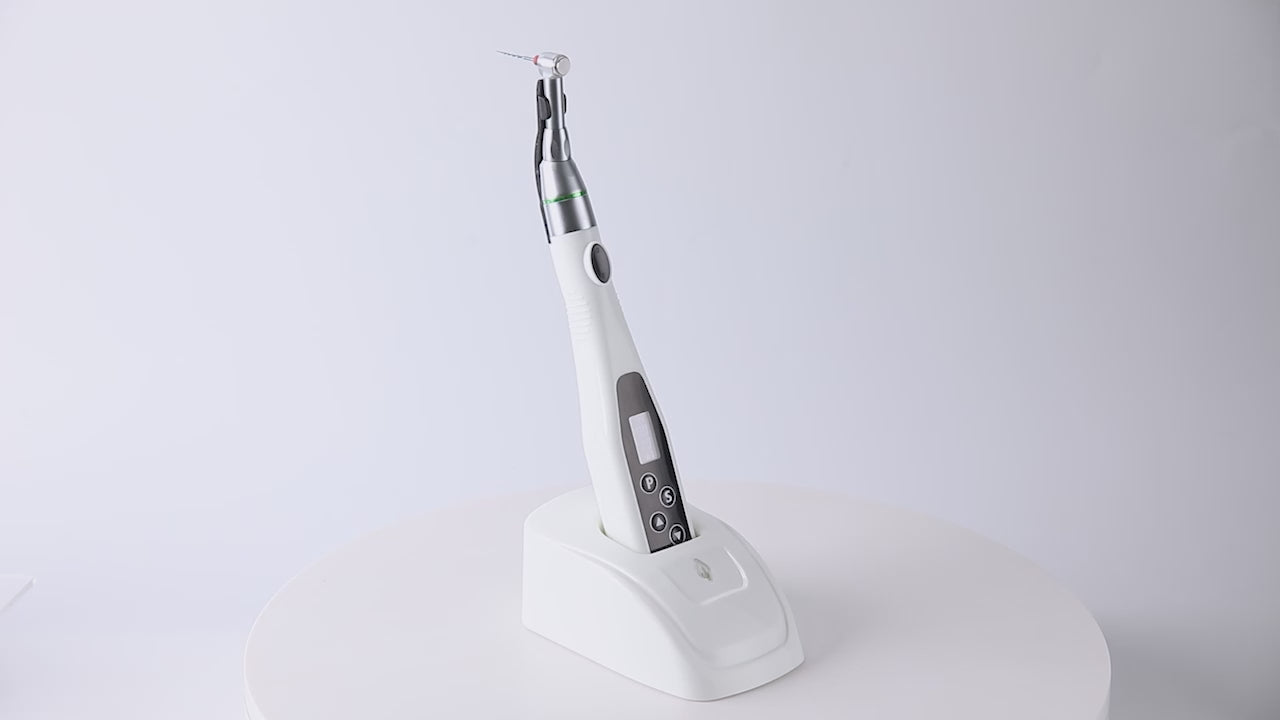 Load video: Dental Wireless LED Endo Motor Reciprocating Mini 16:1 Contra Angle Built-in 7 Programs Setting - azdentall.com