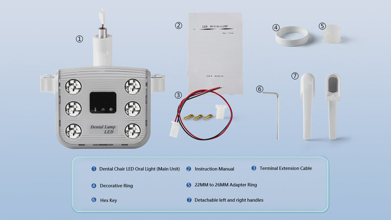 Dental Unit Chair LED Oral Light Lamp with LCD Display 6 Lights 15W Dual-Color Adjustable - azdentall.com