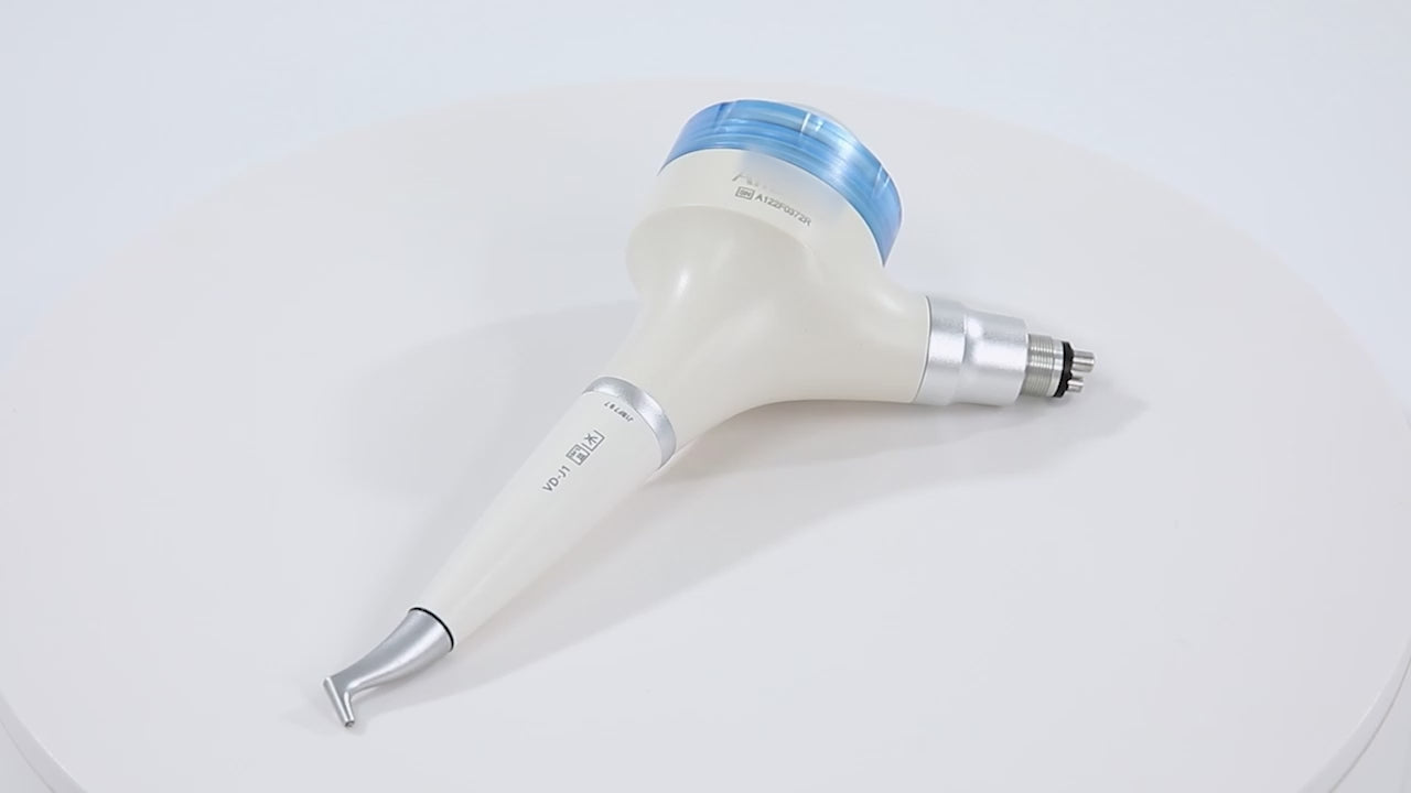 Load video: AZDENT Dental Air Polisher Prophy Teeth Whitening A1 Detachable 360° Rotating Handpiece 4 Holes Light Blue - azdentall.com