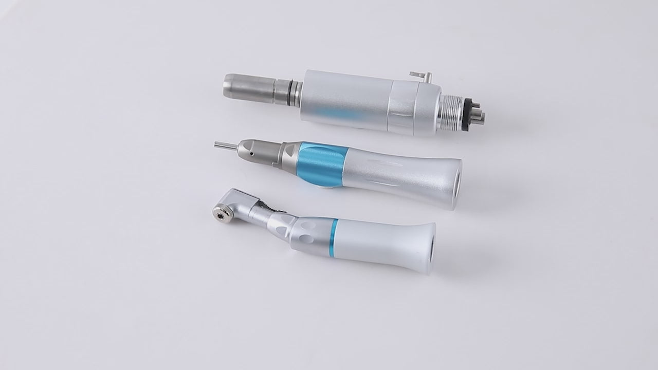 Load video: Dental Low Speed Handpiece Latch Contra Angle Kit 2/4 Hole