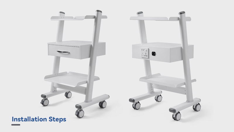 Dental Mobile Cart Tool Built-in Socket Steel Three-Tier Trolley with Drawer - azdentall.com