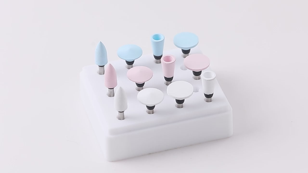 Load video: Dental Silicone Polishing RA 2.35mm Coarse Medium Fine For Contra Angle Handpiece 12pcs/Box - azdentall.com