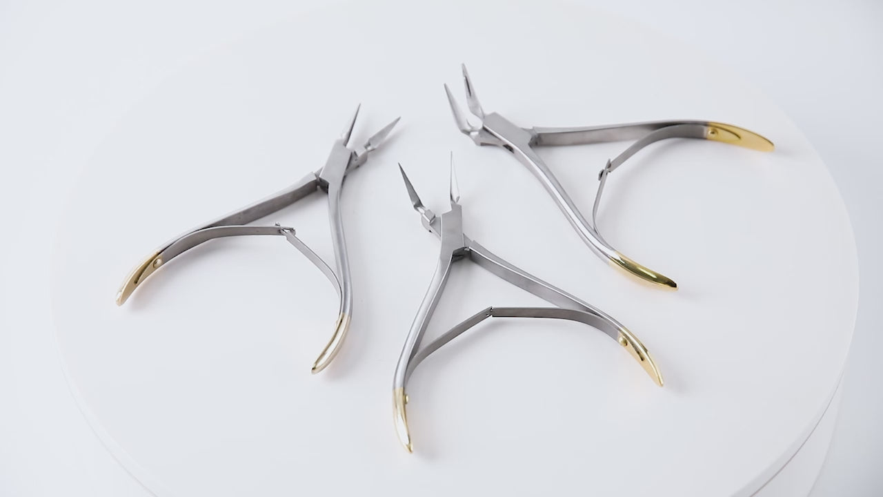 Load video: Dental Residual Root Tweezers Tooth Extraction Straight/Curved 45°/90° - azdentall.com