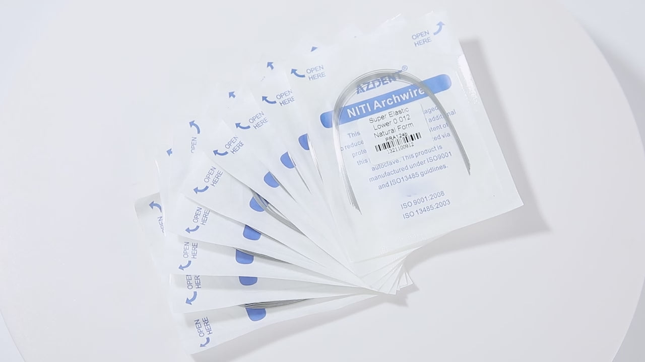 Load video: AZDENT Archwire Niti Super Elastic Natural Round Full Size 10pcs/Pack - azdentall.com