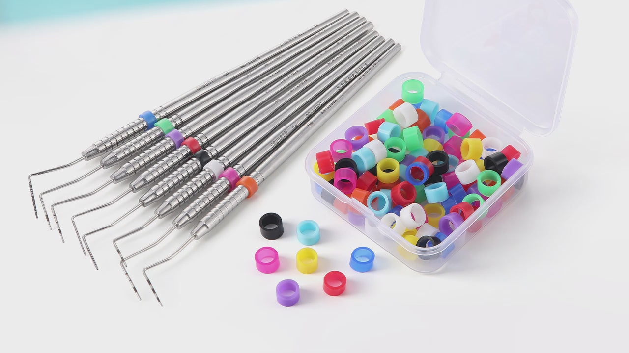 Load video: Dental Color Code Rings Universal Silicone Autoclavable 10 Colors 100pcs/Box - azdentall.com