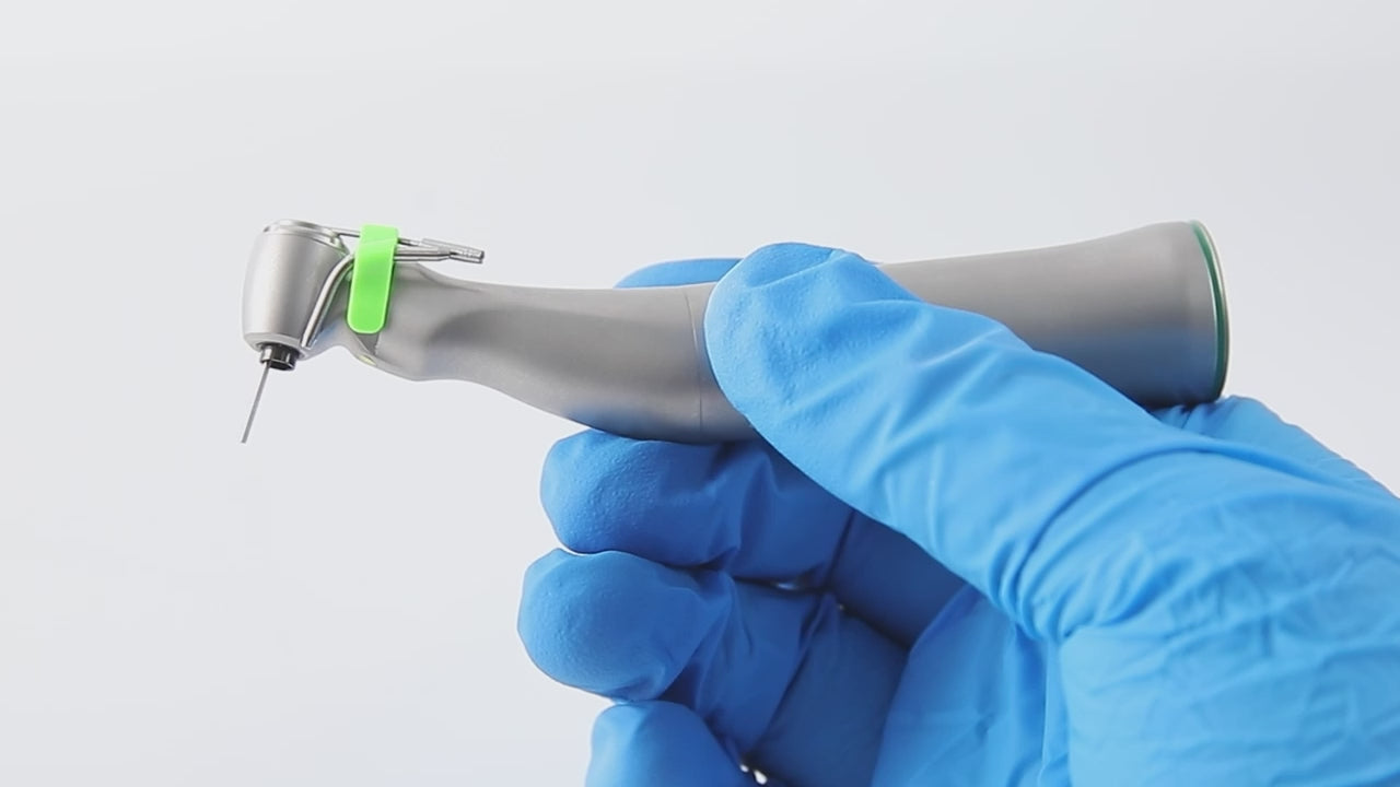 Load video: Dental LED E-generator 20:1 Implant Contra Angle Low Speed Handpiece Push Button - azdentall.com