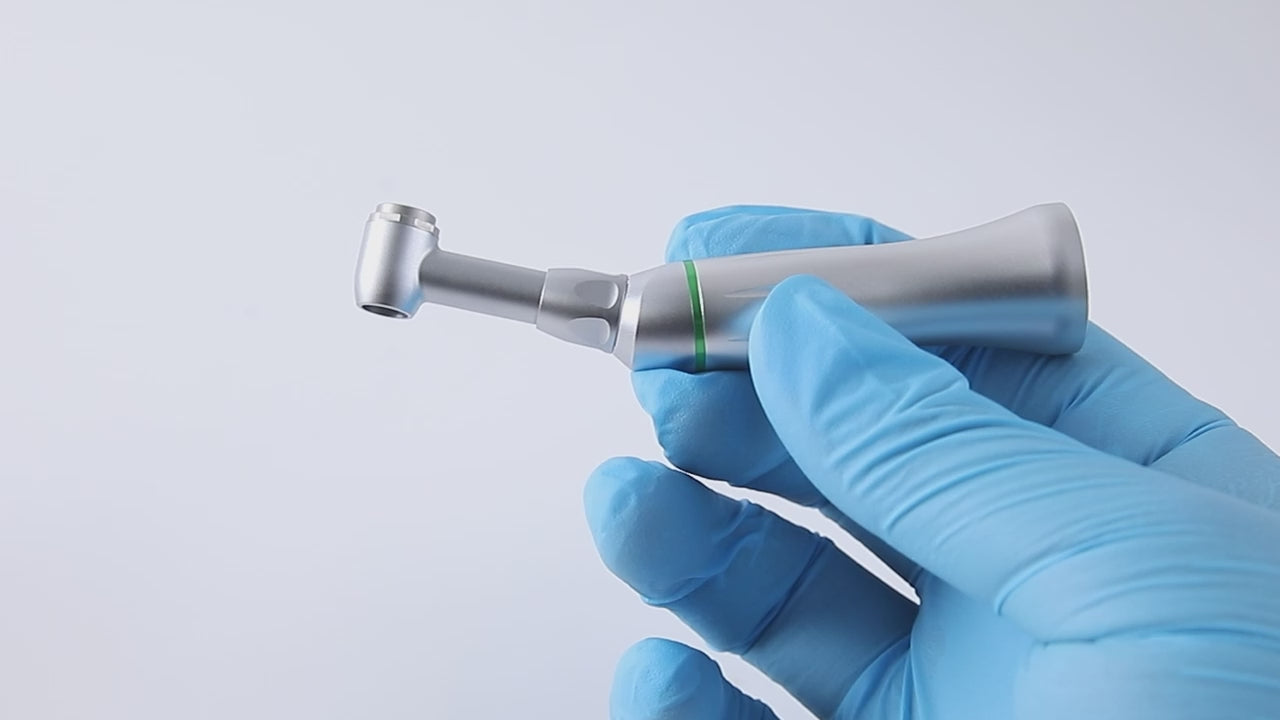 Load video: AZDENT Dental 10:1 Endo Reciprocating Contra Angle Handpiece Push Button - azdentall.com