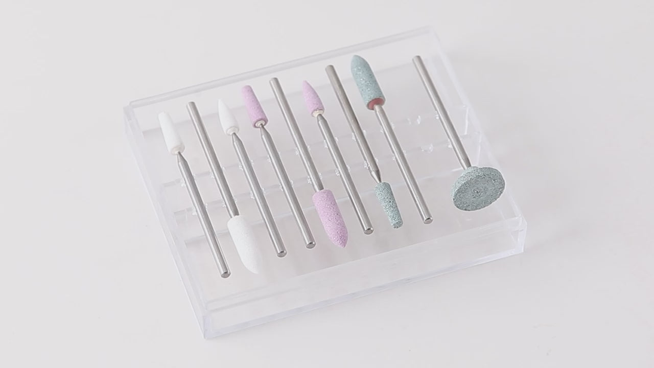Load video: Dental Polishing Stones HP 2.35mm Ceramic Metal Composite White Green Pink Stone 9pcs/Box - azdentall.com