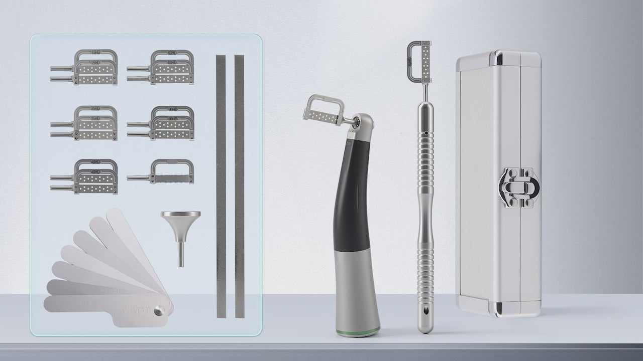 Load video: Dental Fiber Optic 4:1 Reduction Contra Angle Handpiece Interproximal Strips - azdentall.com