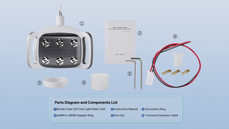 Dental LED Oral Light Lamp with LCD Display 6 Lights 9W Dual-Color Adjustable for Dental Unit Chair - azdentall.com