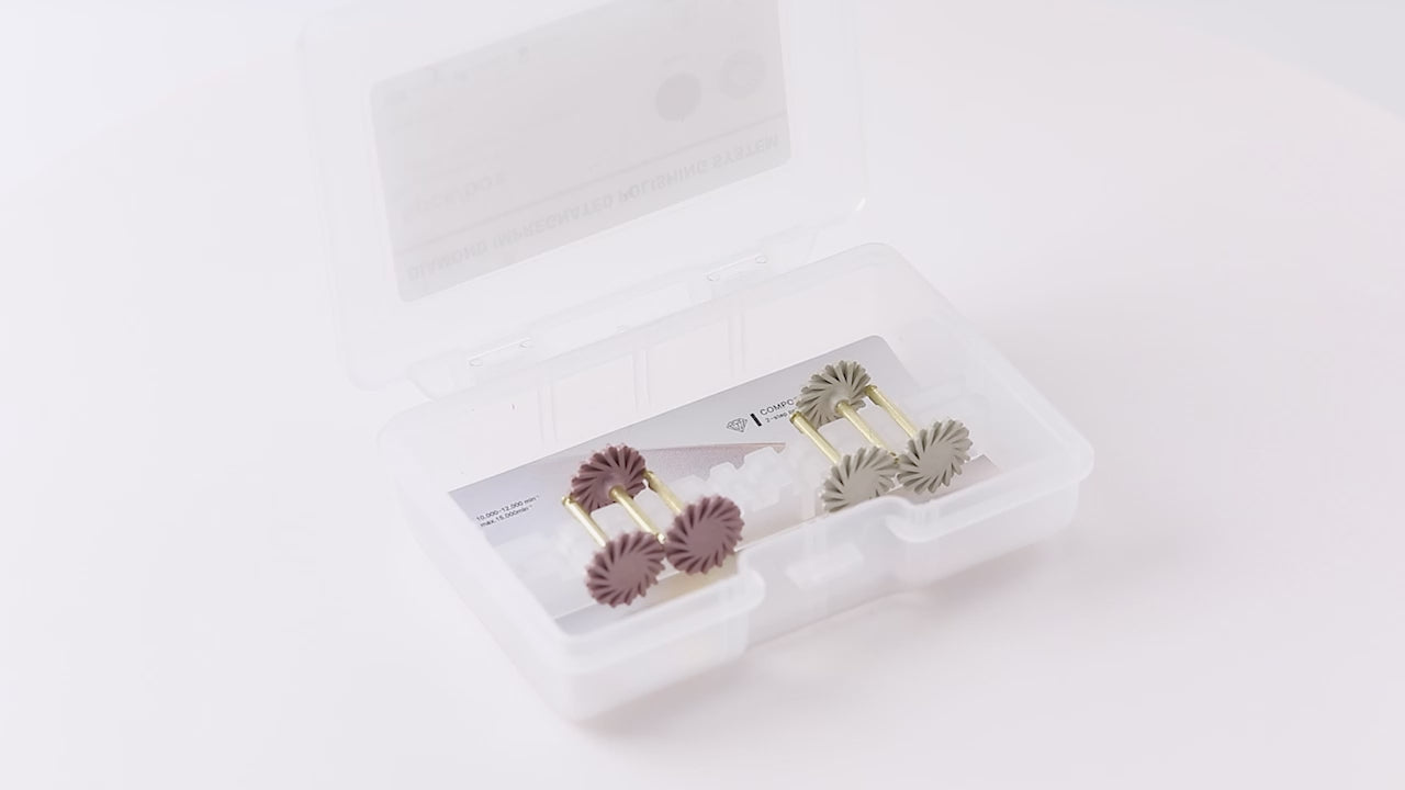 Load video: Dental Composite Polishing Wheel Medium Fine CA 2.35mm Silicone With Diamond 6pcs/Box - azdentall.com