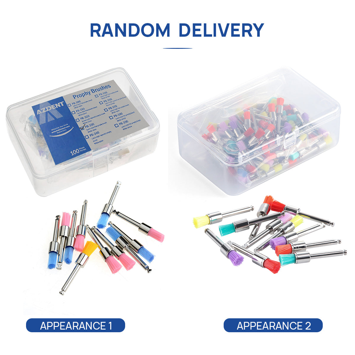 AZDENT Dental Polishing Prophy Brush Nylon Colorful Nylon Flat Type100p/Box - azdentall.com