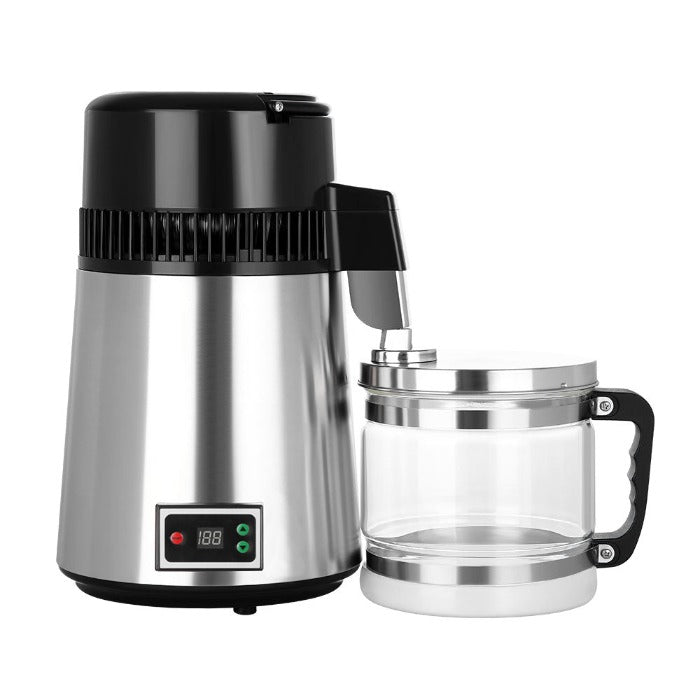 Water Distiller Stainless Steel Glass Bucket Single Screen Button With Adjustable Temperature 4L - azdentall.com
