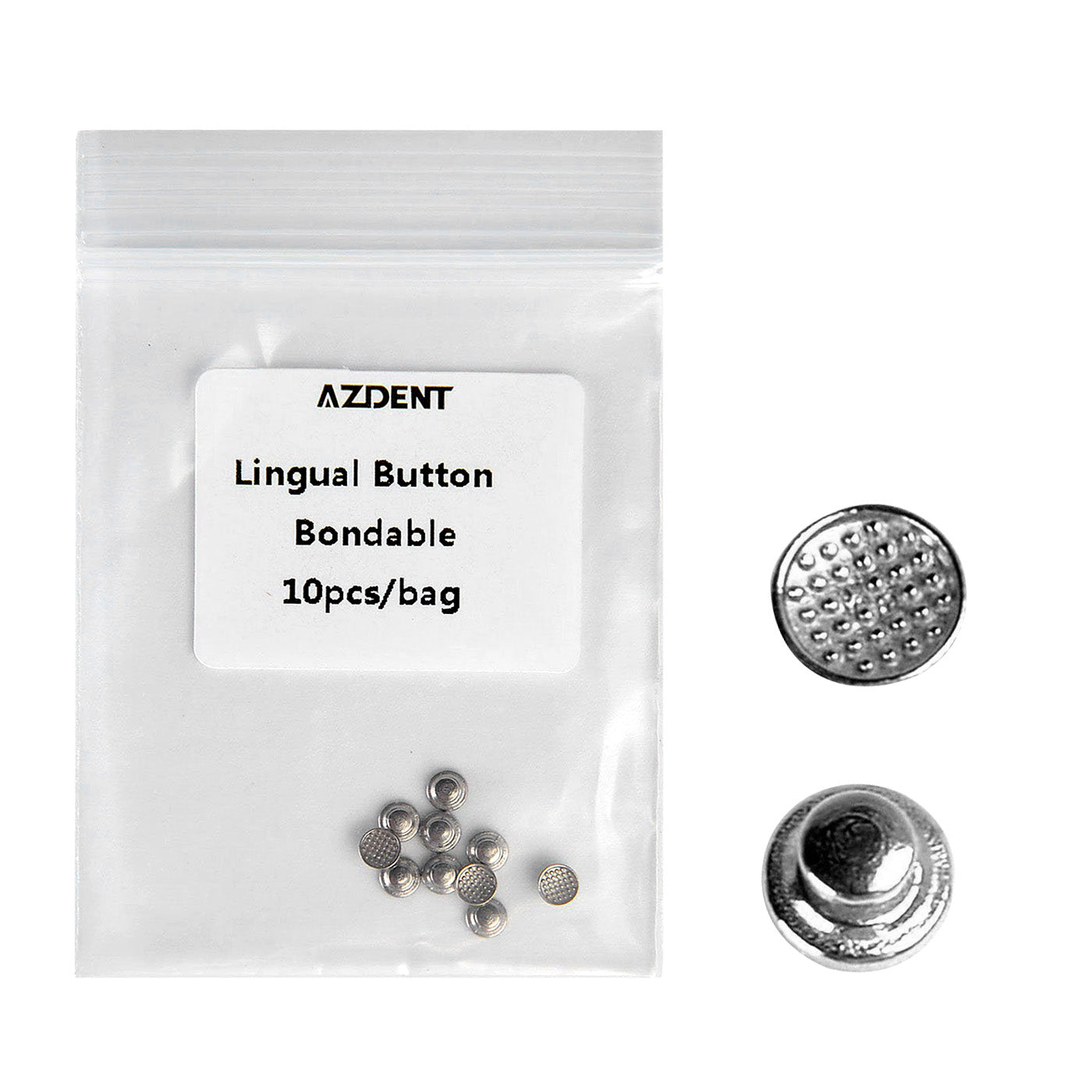 AZDENT Dental Lingual Button Bondable Stainless Steel Round Base 10pcs/Bag - azdentall.com