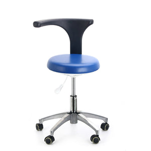 Dental Stool Adjustable Height Mobile Chair PU Leather with Torso Arm Blue