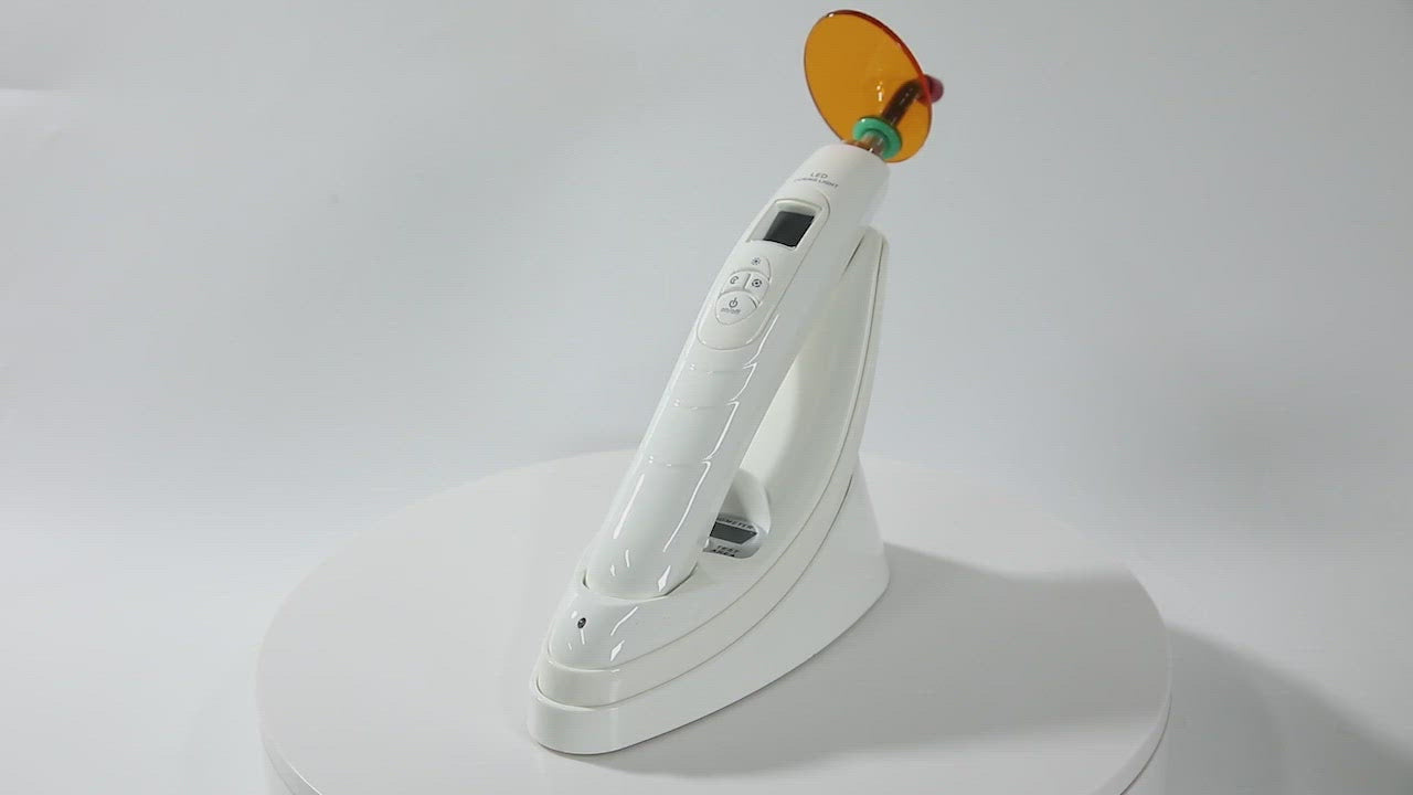 Load video: Dental LED Curing Light Built-in Light Meter Function 380-515nm 2000mW/cm² 5W Power-azdentall.com