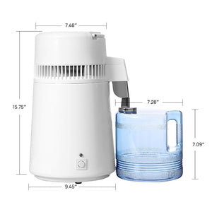 Water Distiller Stainless Steel Plastic Bucket Single Button750W 4L 1L/H - azdentall.com