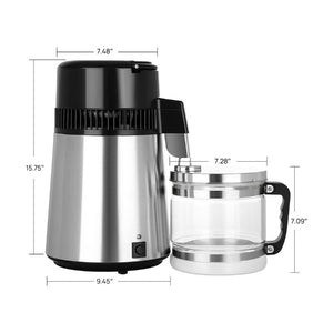 Water Distiller Stainless Steel Glass Bucket Single Button with Power Switch 4L - azdentall.com