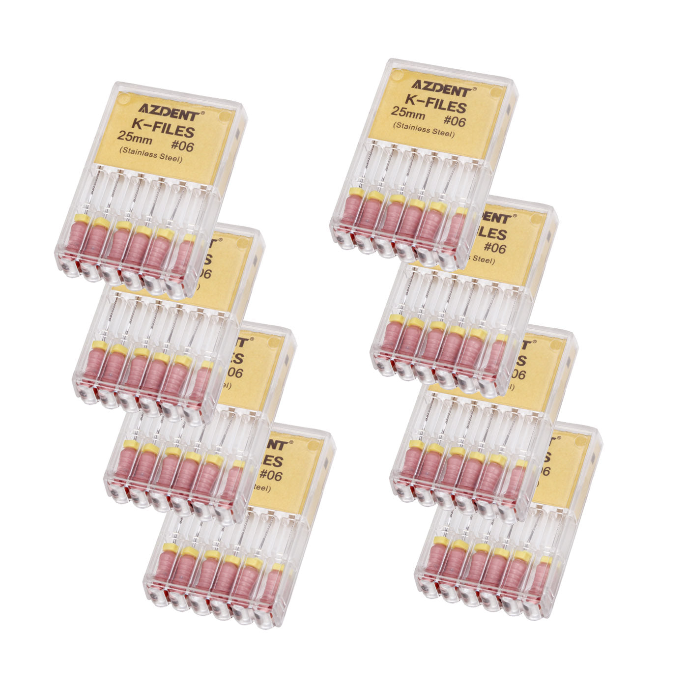 AZDENT Dental Hand K-Files Stainless Steel 25mm #06 Pink 6pcs/Box-azdentall.com