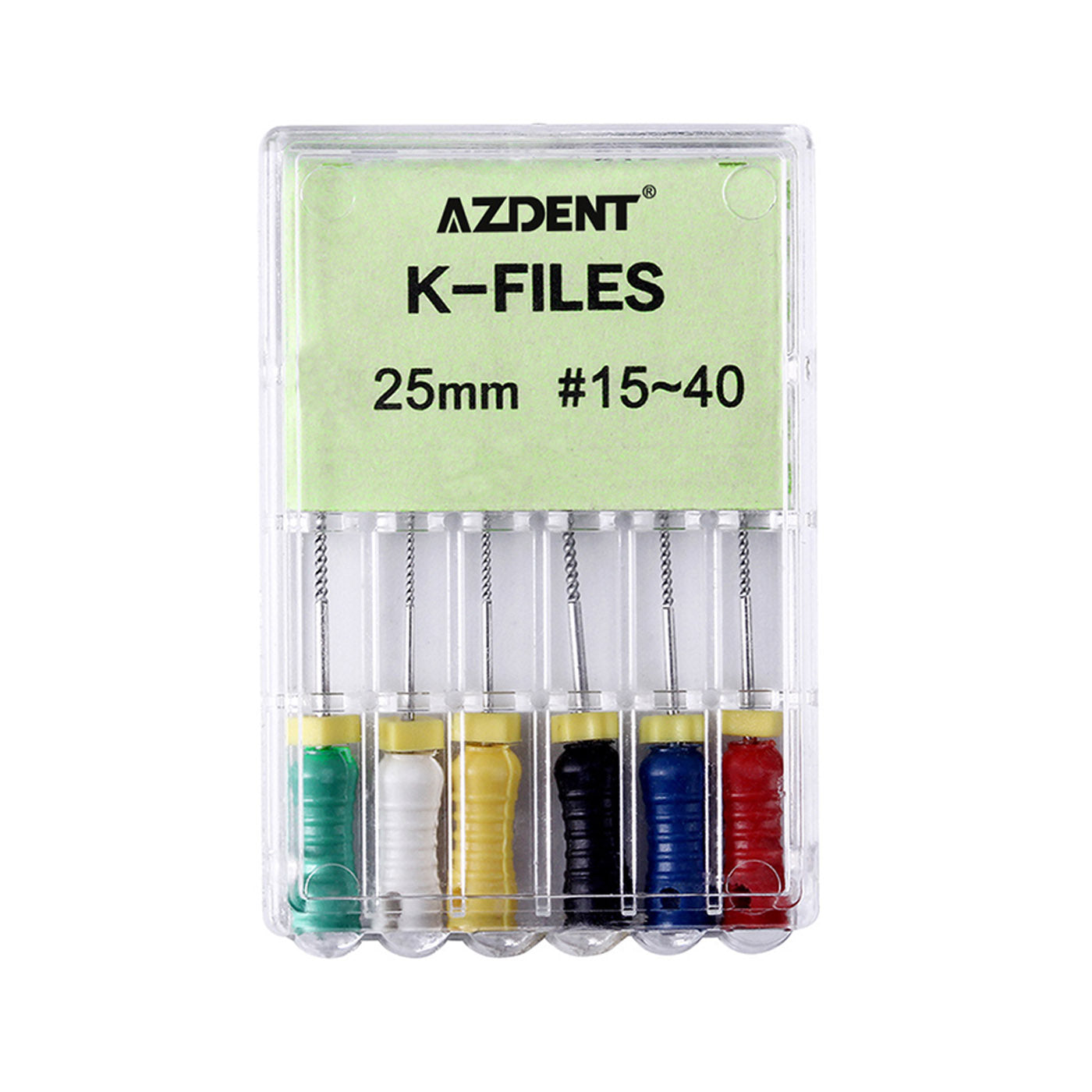 AZDENT Dental NiTi K-Files Hand Use 25mm Assorted #15-40 6pcs/Pack-azdentall.com