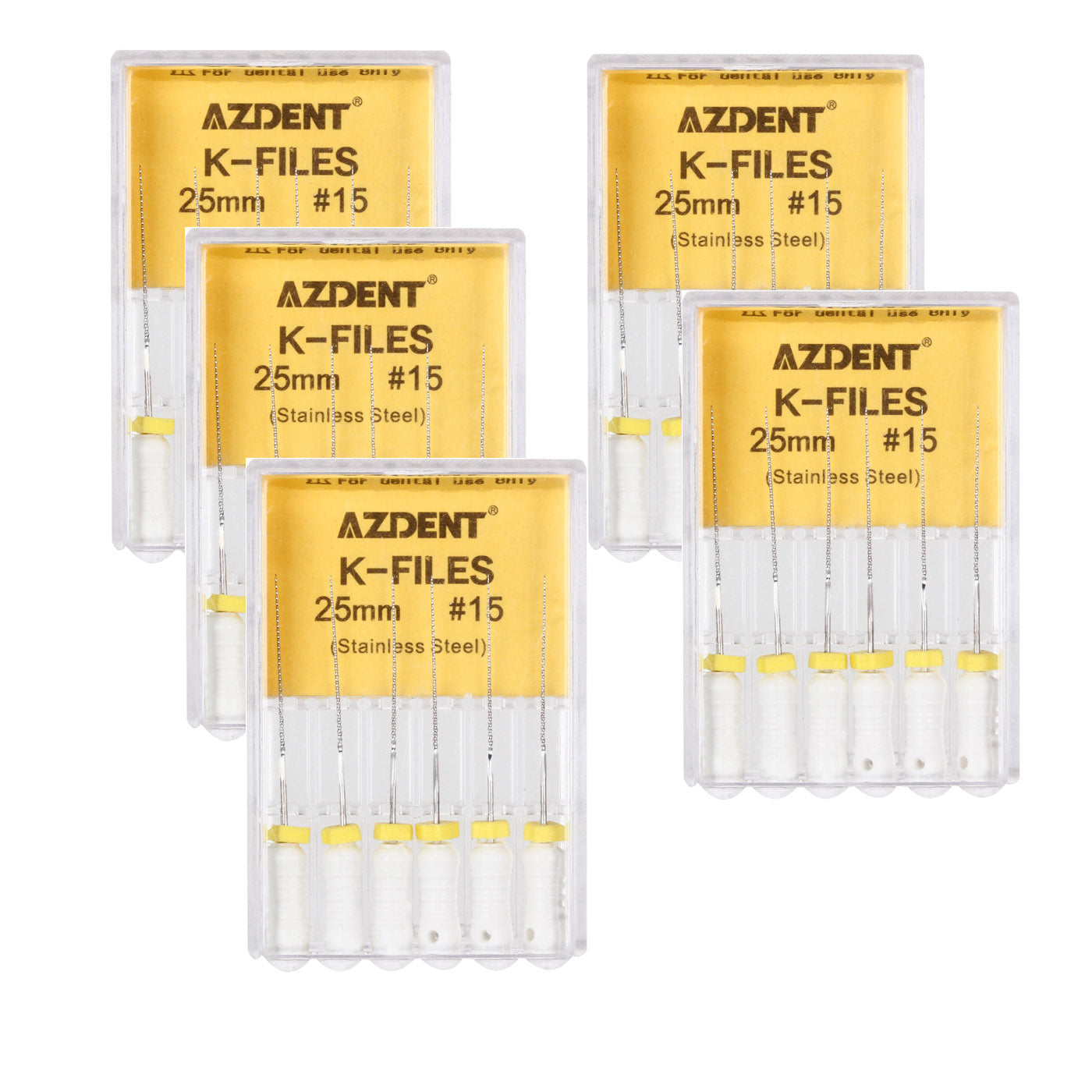 AZDENT Dental Hand K-Files Stainless Steel 25mm #15 White 6pcs/Box-azdentall.com