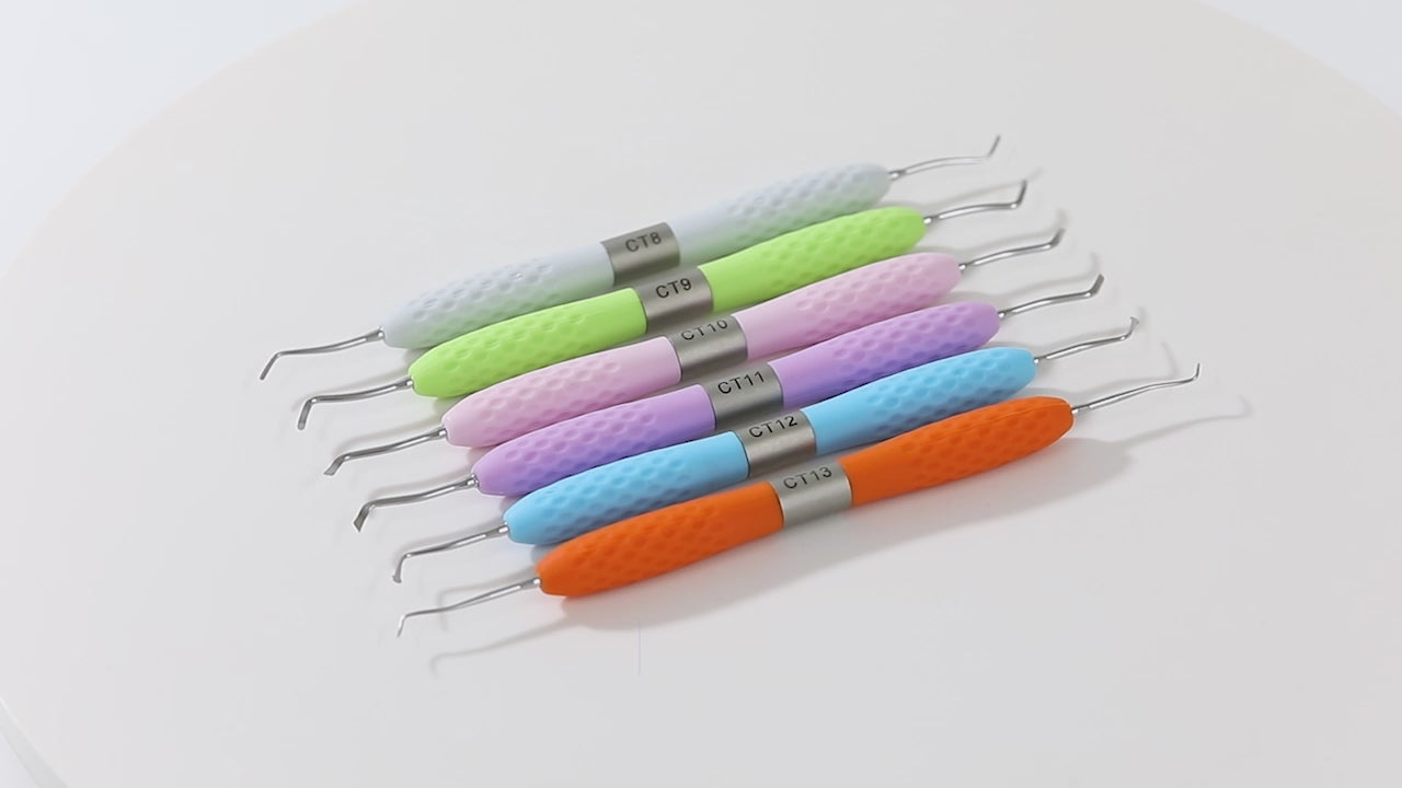 Load video: Dental Restoration Instruments Enamel Chisel Set 6 Models - azdentall.com