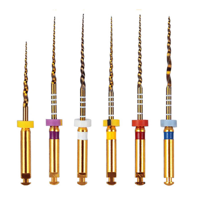 AZDENT Dental NiTi Rotary Engine Files 25mm Assorted SX-F3 Gold Taper 6pcs/Pk - azdentall.com