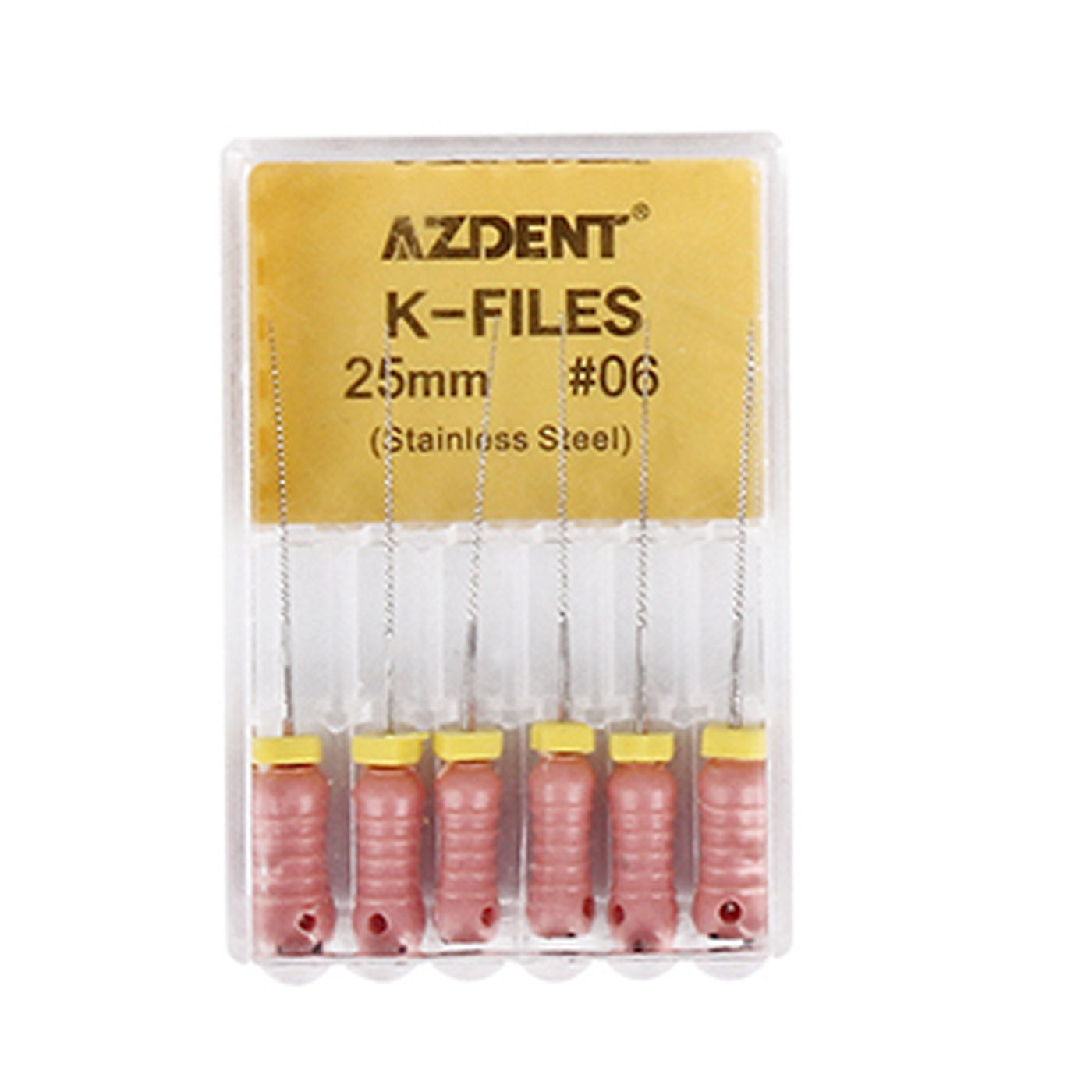 AZDENT Dental Hand K-Files Stainless Steel 25mm #06 Pink 6pcs/Box-azdentall.com