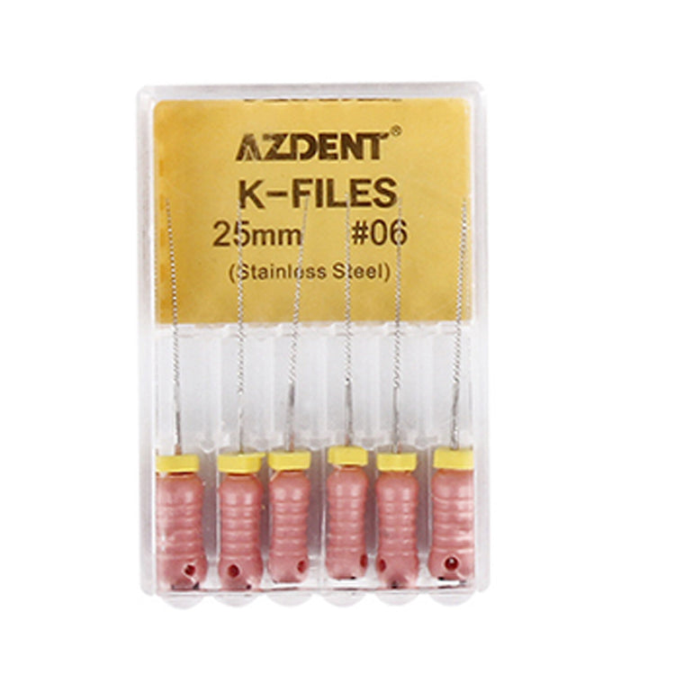 AZDENT Dental Hand K-Files Stainless Steel 25mm #06 Pink 6pcs/Box-azdentall.com