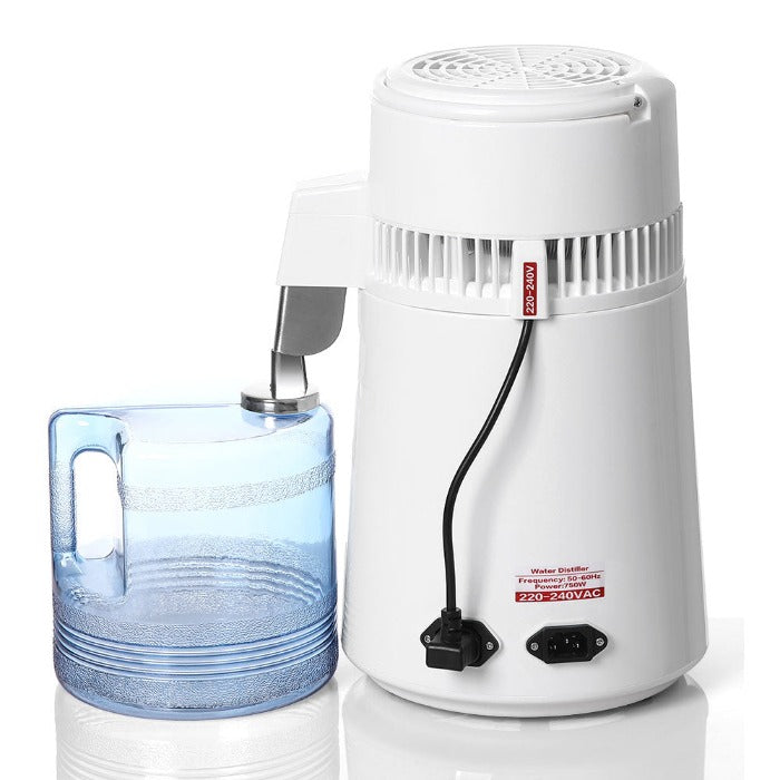 Water Distiller Stainless Steel Plastic Bucket Double Button 750W 4L 1L/H - azdentall.com