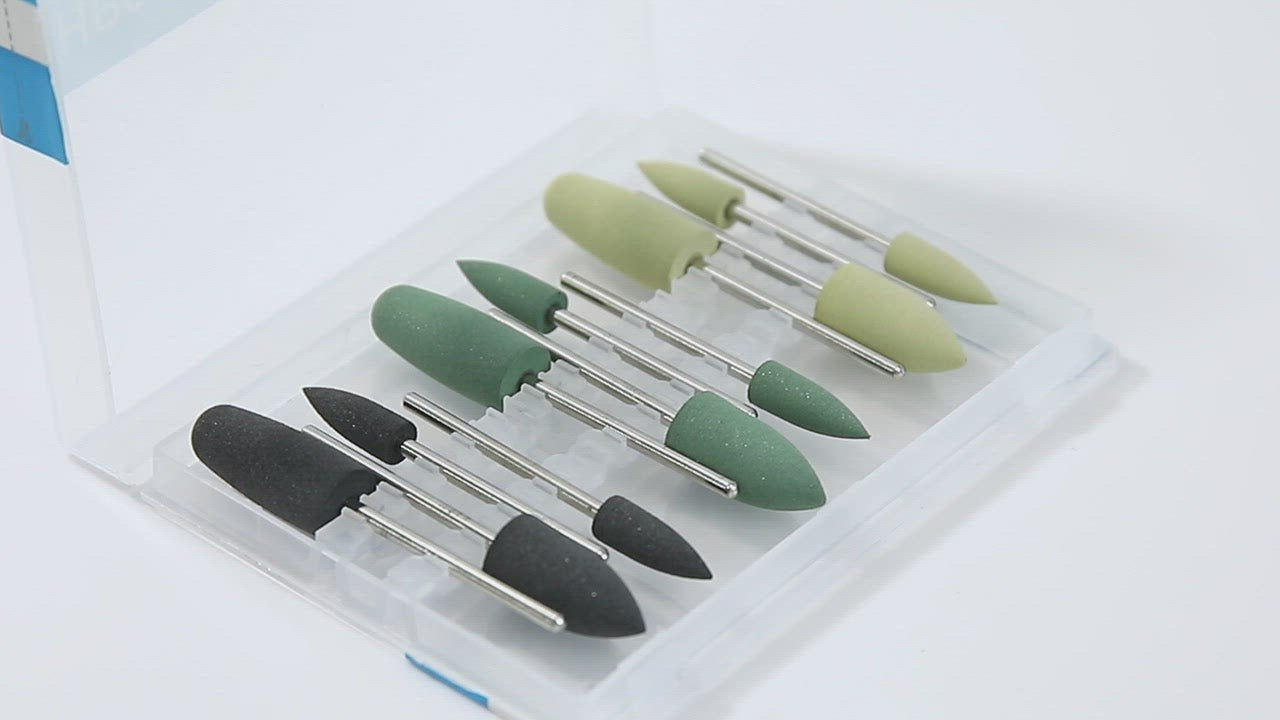 Load video: Dental Diamond Burs Hidden Resin Base Polishing Kit for Low Speed HP 0412 12pcs/Box-azdentall.com