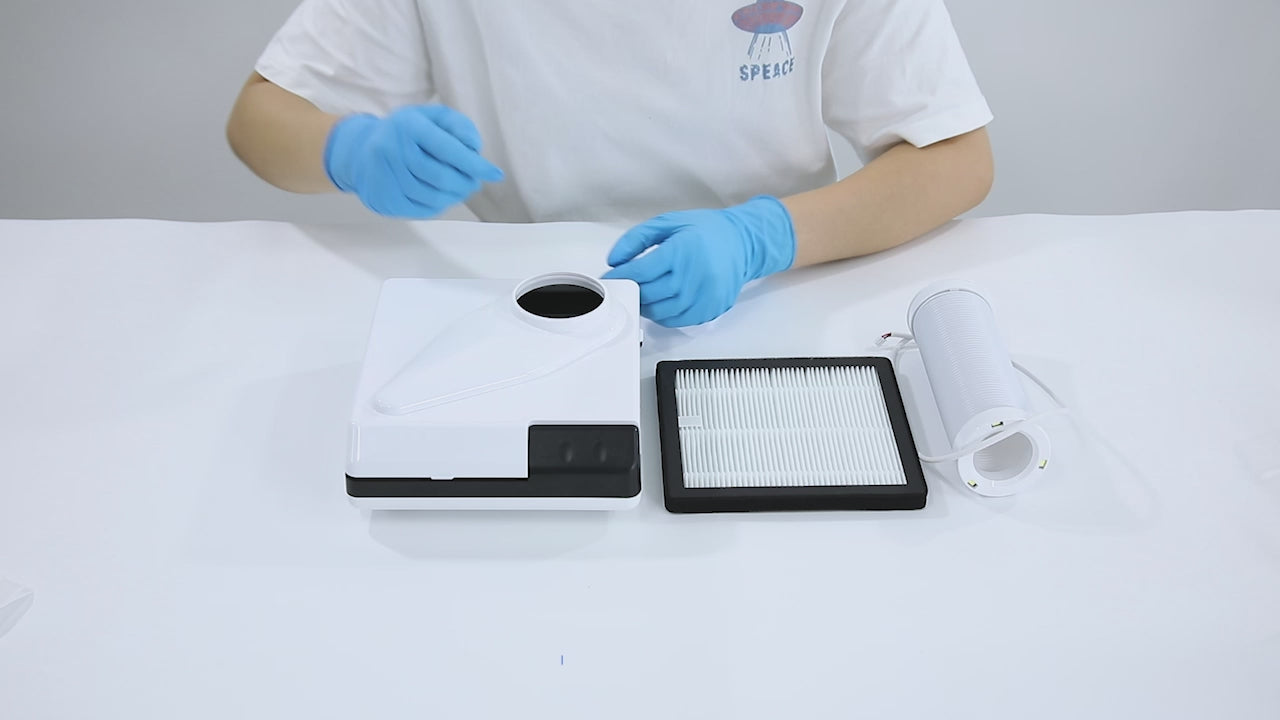 Load video: Portable Dental Mini Vacuum Cleaner Lab Desktop Dust Collector With LED