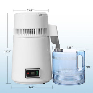 Water Distiller Stainless Steel Plastic Bucket Single Screen Button with Adjustable Temperature 4L