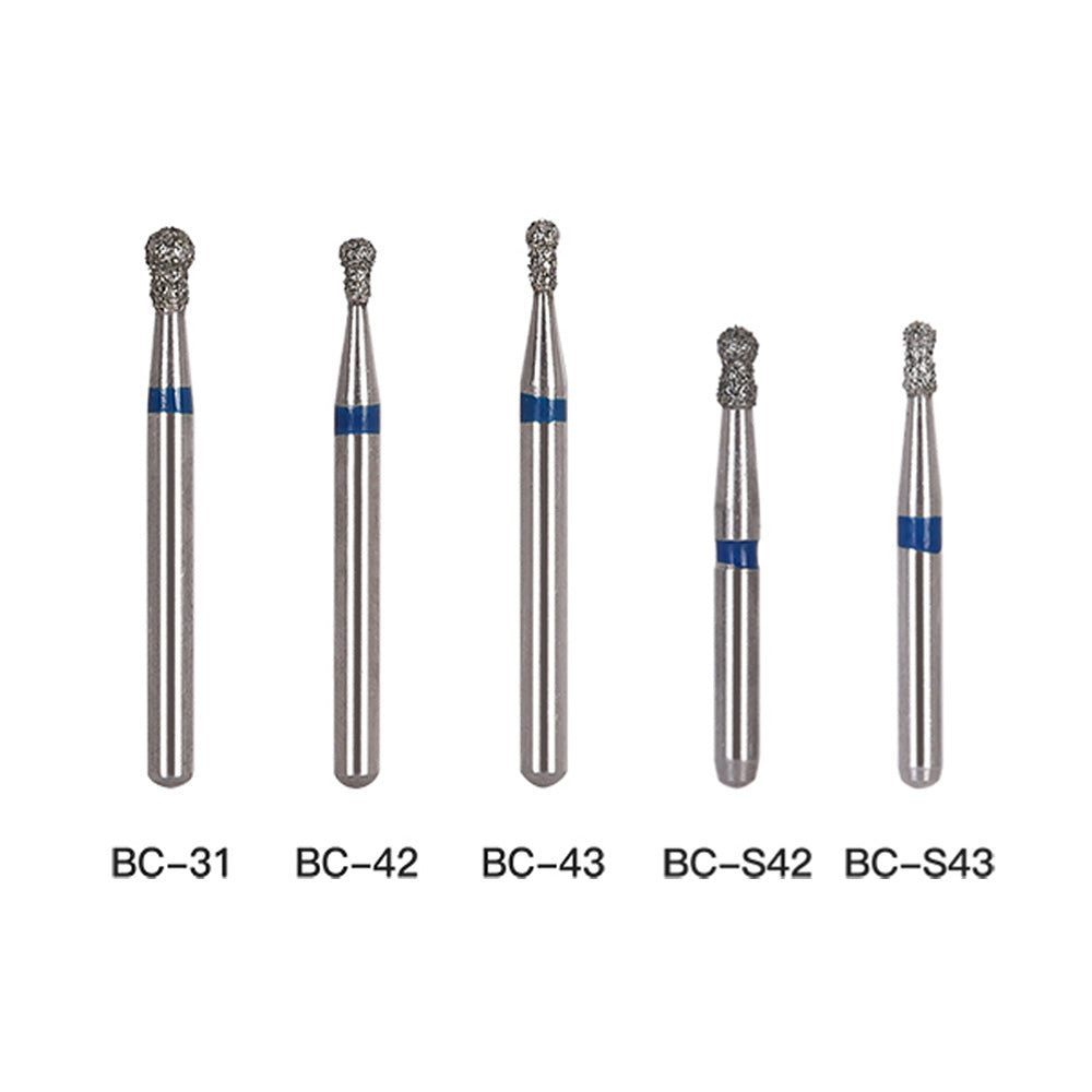 AZDENT Diamond Bur FG BC Series Full Size Round With Collar 5pcs/Pack-azdentall.com