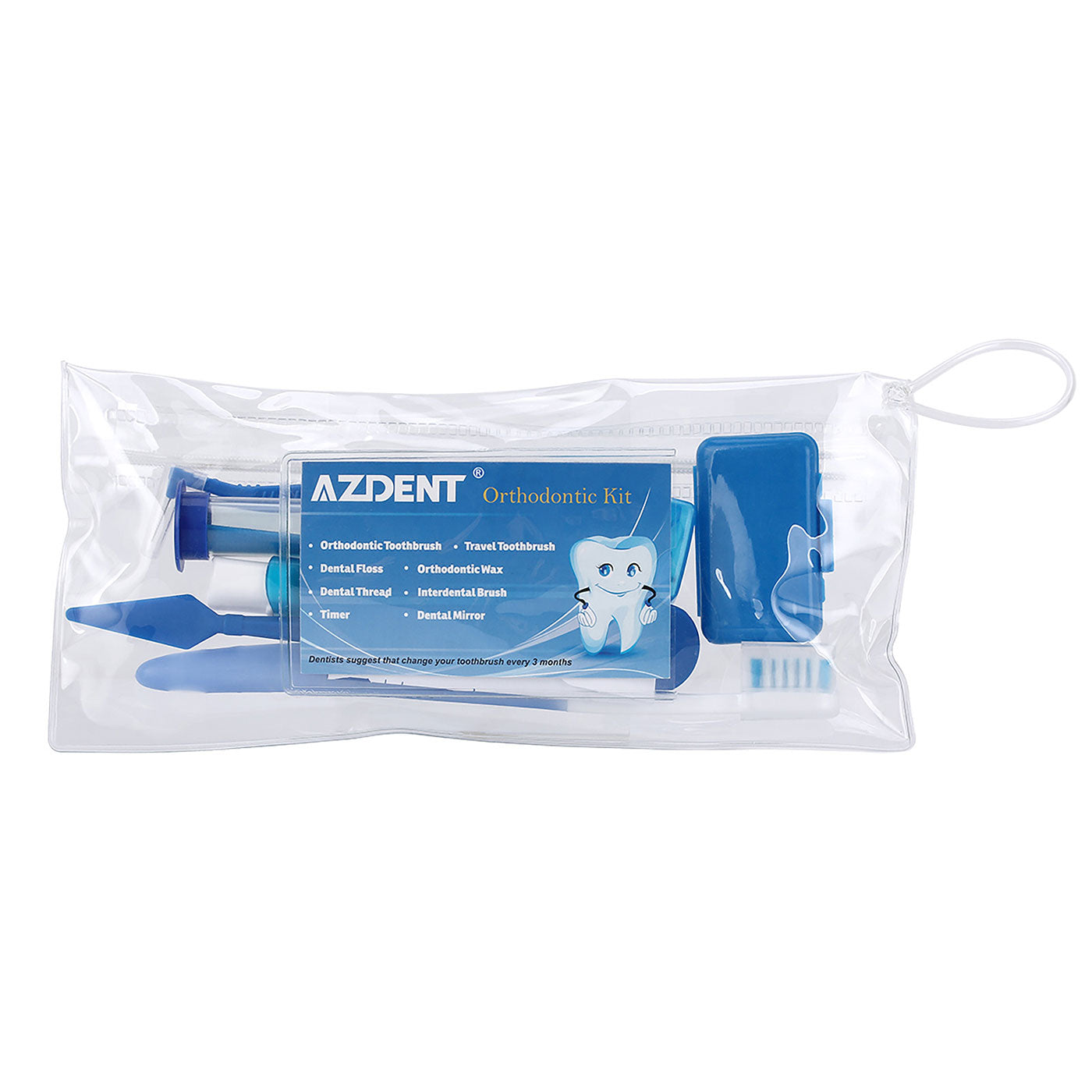 AZDENT Orthodontic Kit Toothbrush Interdental Brush Floss Mirror Wax Traction - azdentall.com