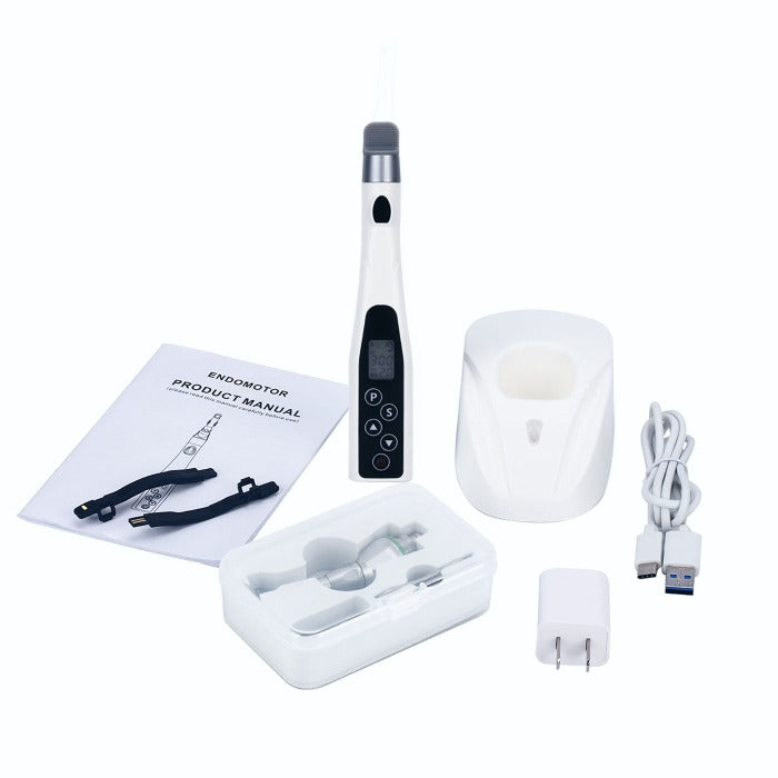Dental Mini Wireless LED Endo Motor 16:1 Reduction Contra Angle 6 Memory Set-azdentall.com