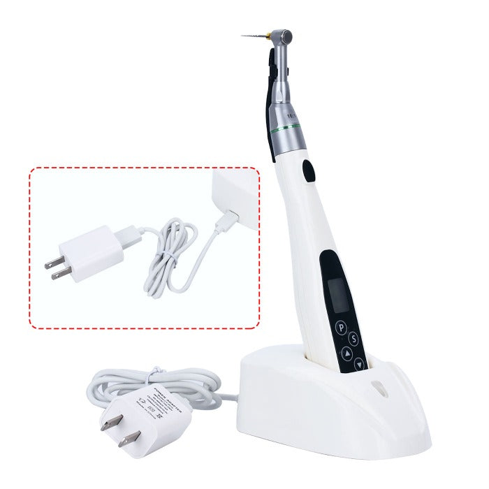 Dental Mini Wireless LED Endo Motor 16:1 Reduction Contra Angle 6 Memory Set-azdentall,com