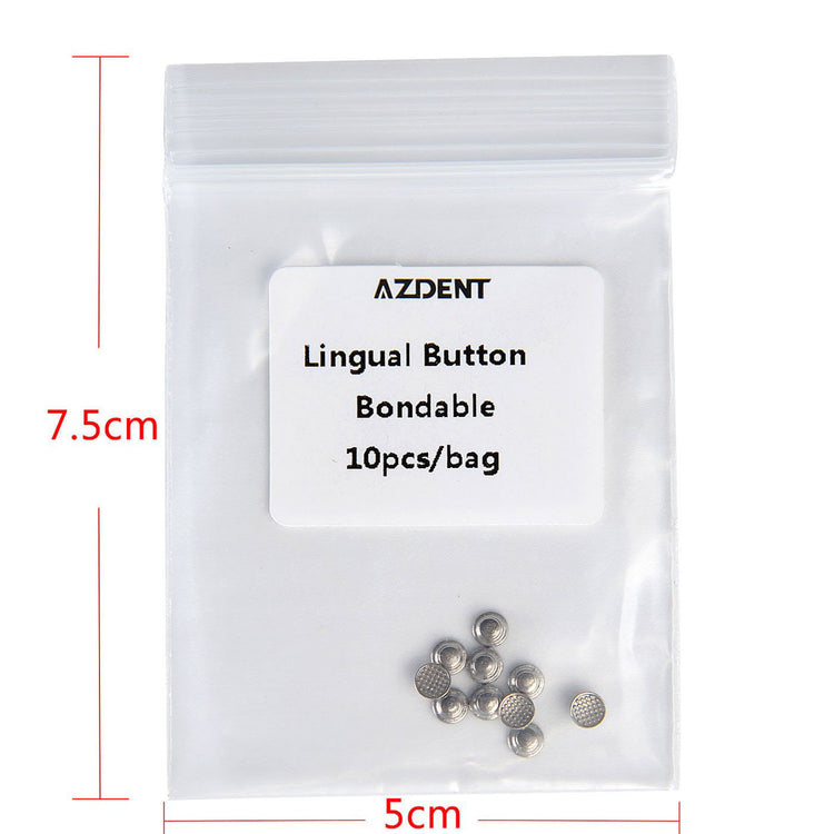 AZDENT Dental Lingual Button Bondable Stainless Steel Round Base 10pcs/Bag - azdentall.com
