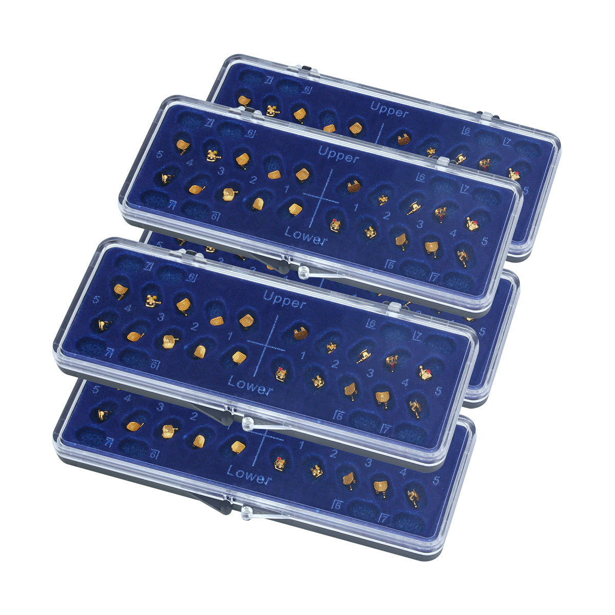 5 Boxes AZDENT Dental Orthodontic Metal Brackets Braces Mini Roth 0.022 Hooks on 345 Gold Color 20pcs/Box - azdentall.com