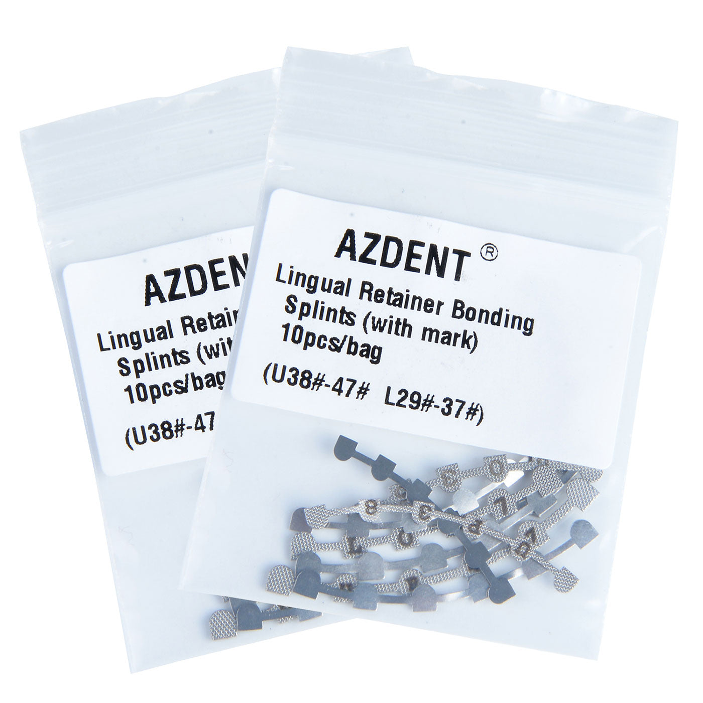 2 Bags AZDENT Dental Lingual Retainer Bonding Splits U#38-47 & L#29-37 With Mark 10pcs/Bag - azdentall.com