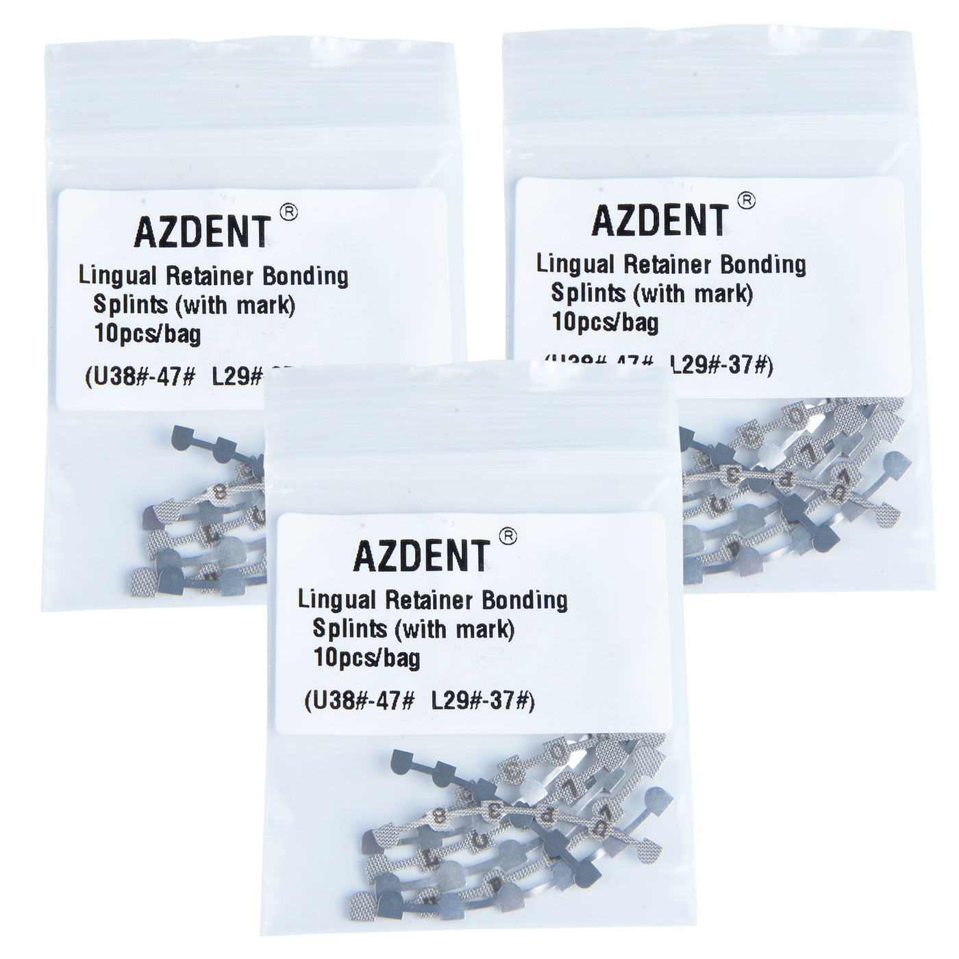 3 Bags AZDENT Dental Lingual Retainer Bonding Splits U#38-47 & L#29-37 With Mark 10pcs/Bag - azdentall.com