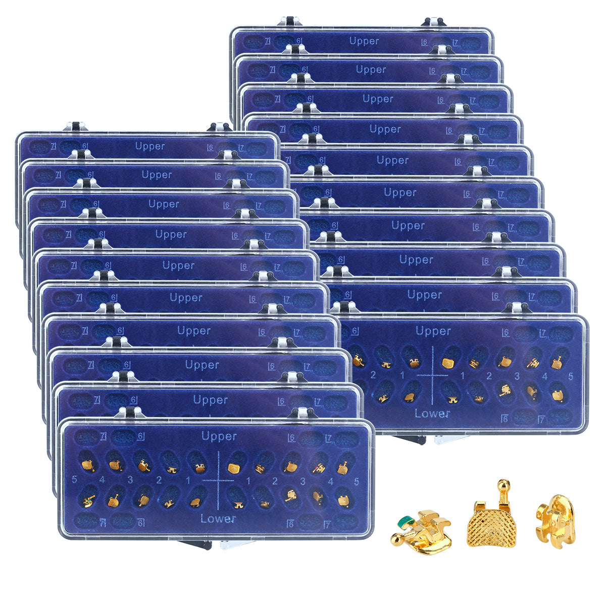 20 Boxes AZDENT Dental Metal Brackets Mini Roth/MBT 0.022 Hooks on 345 Gold Color 20pcs/Box - azdentall.com