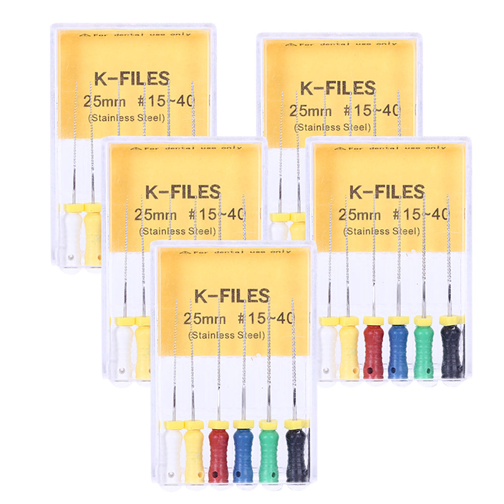 Assorted Hand Files Hand K-Files Stainless Steel 25mm #15-40 Assorted 6pcs/Box – AZDENT