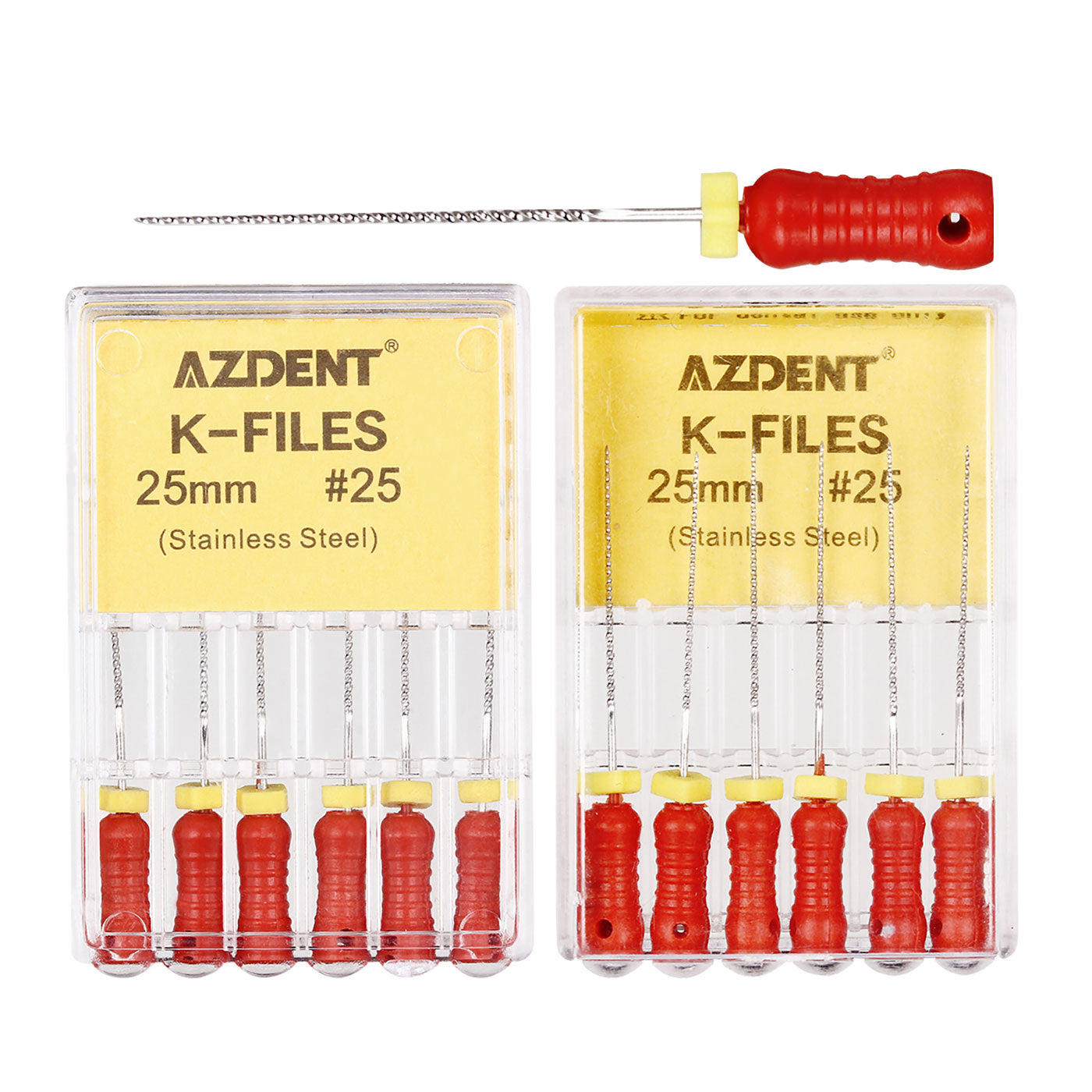 AZDENT Dental Hand K-Files Stainless Steel 25mm #15-80 6p/Pk 9 Color-azdentall.com