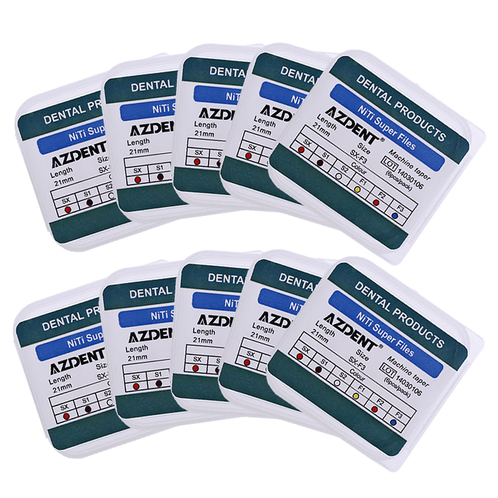 AZDENT Dental NiTi Rotary Engine Files 21mm Assorted SX-F3 6pcs/Pk - azdentall.com