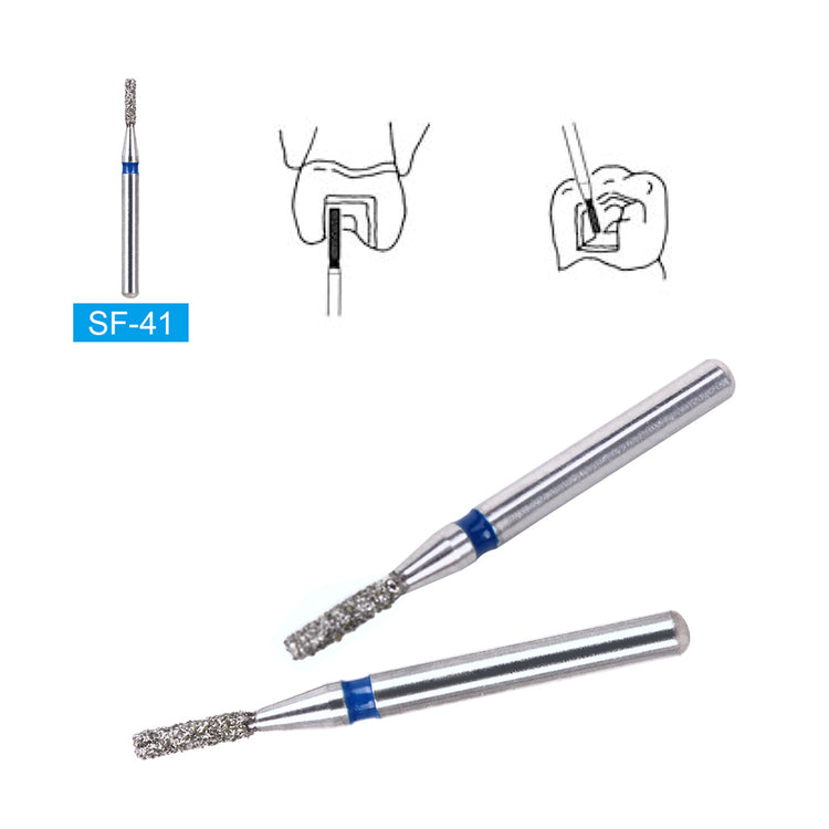 AZDENT Diamond Burs FG SF-41 Straight Flat End Two Layers 5pcs/Box - azdentall.com