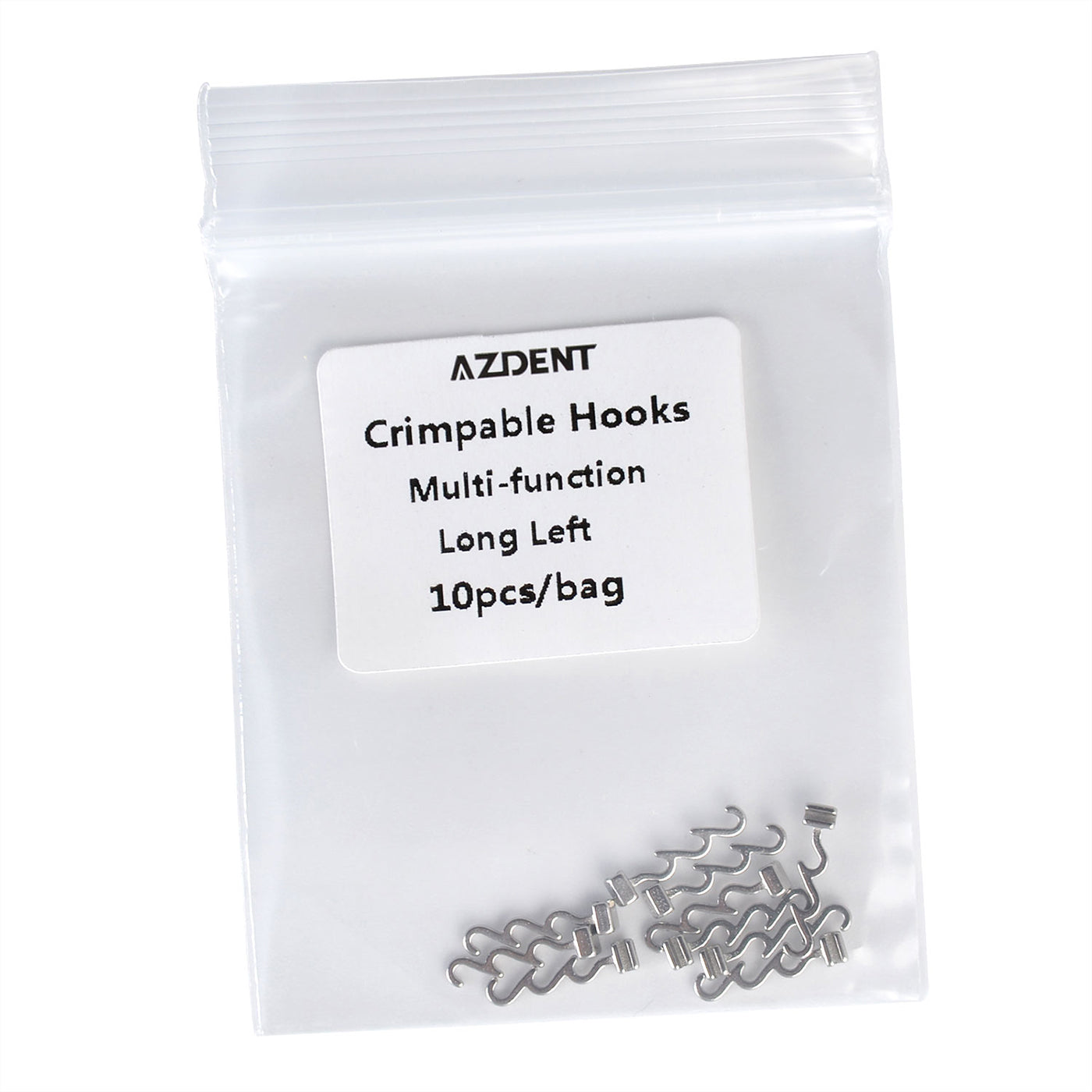 AZDENT Crimpable Hooks Long Left Tube Multi-function 10pcs/Bag - azdentall.com