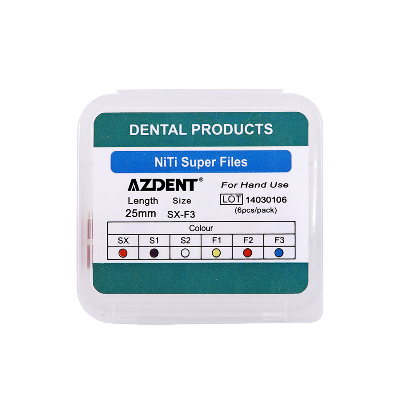 AZDENT Dental Hand NiTi Super Files Heat Activated 25mm 6Pcs/Pack - azdentall.com