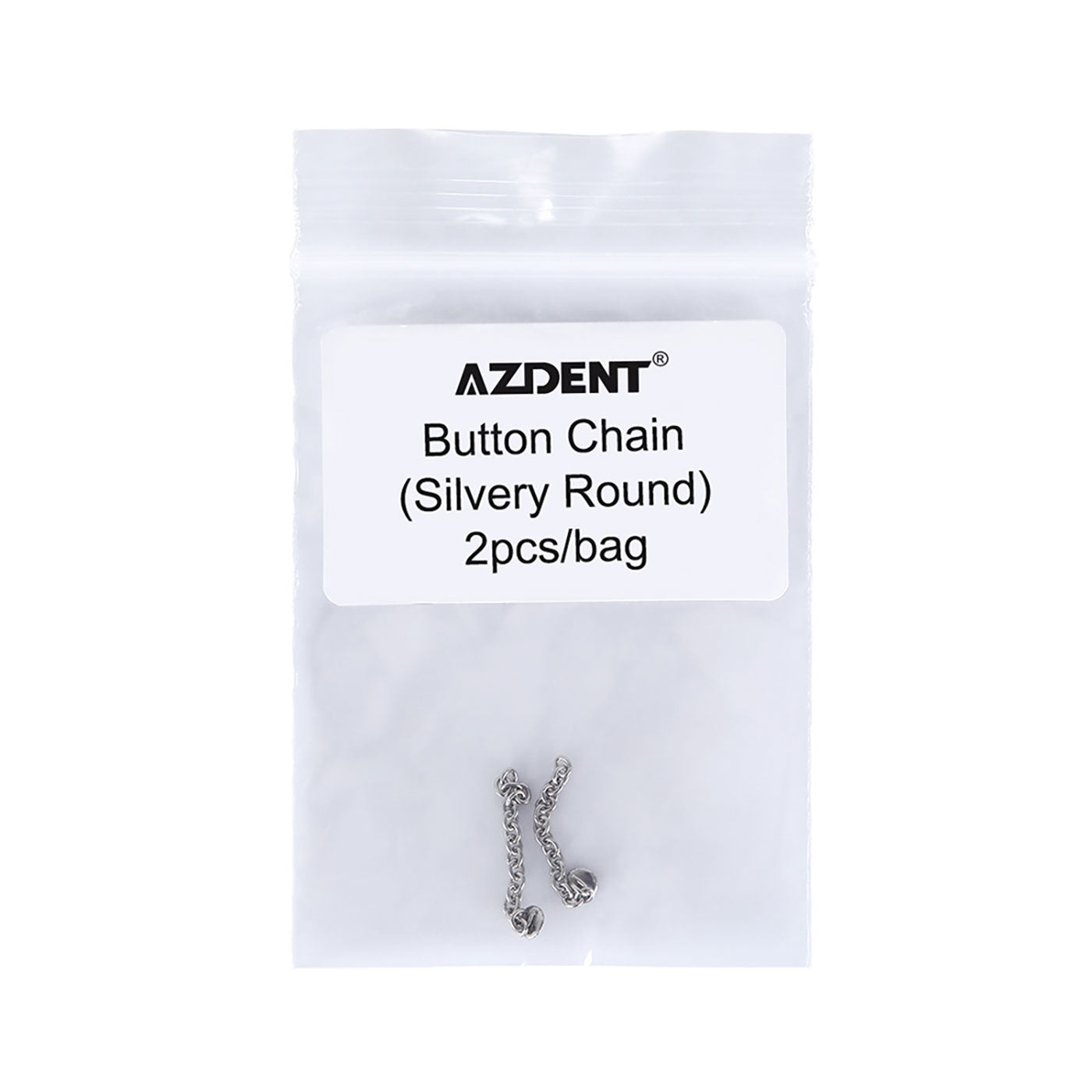AZDENT Dental Traction Button Chain Silver Round 2pcs/Bag - azdentall.com